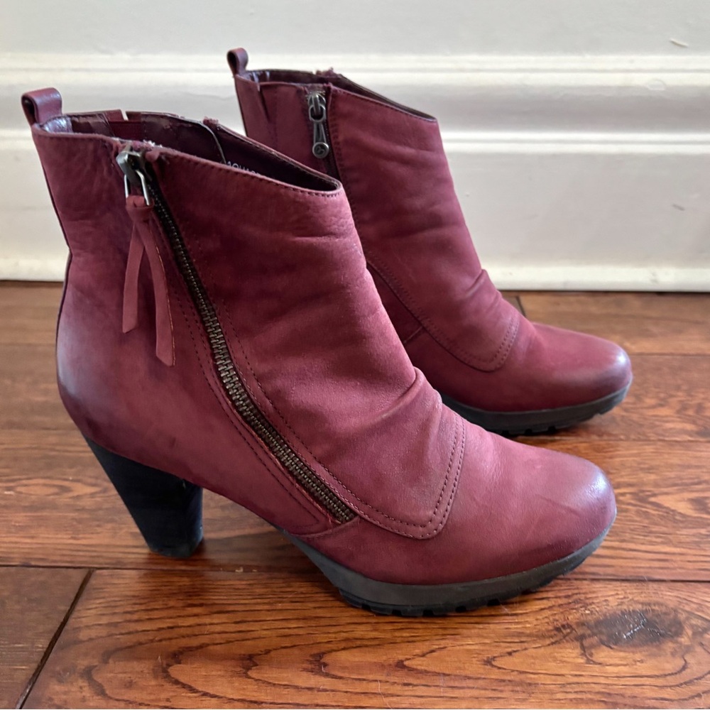 Red Leather Ankle Boots